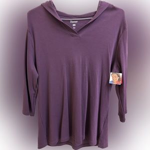 Hanes Hoodie Pullover Tunic 3/4 Sleeve T-Shirt